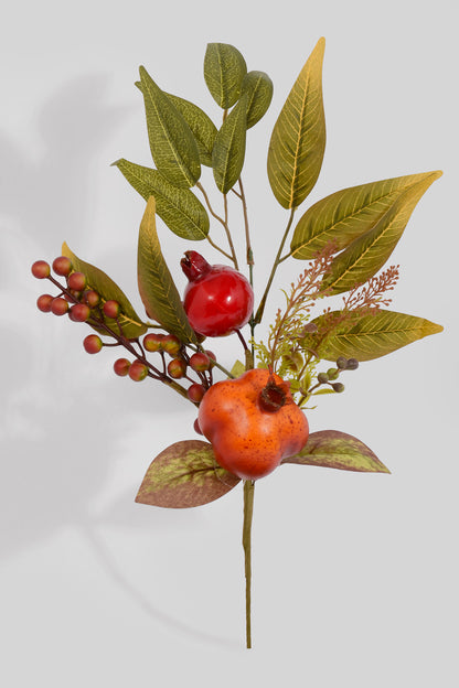 18" Artificial Pomegranate Spray Green/Red
