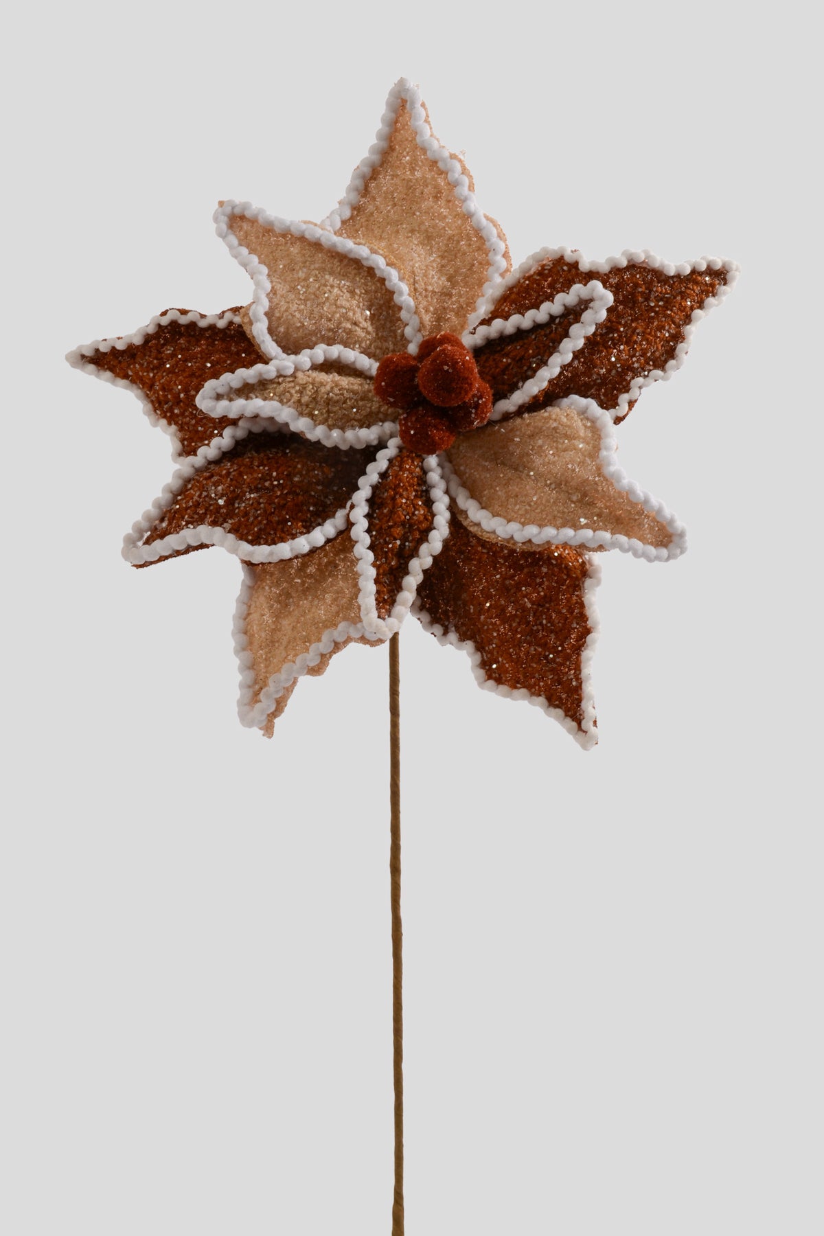 25" Jute Chenile Poinsettia Brown/Cream