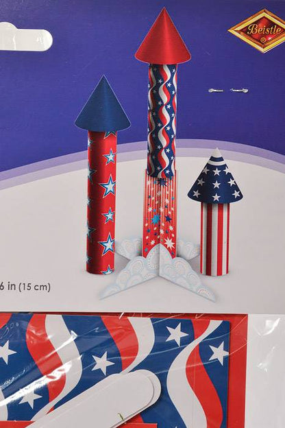 6-12.5" 3-D Firecracker Centerpiece Set Red/White/Blue