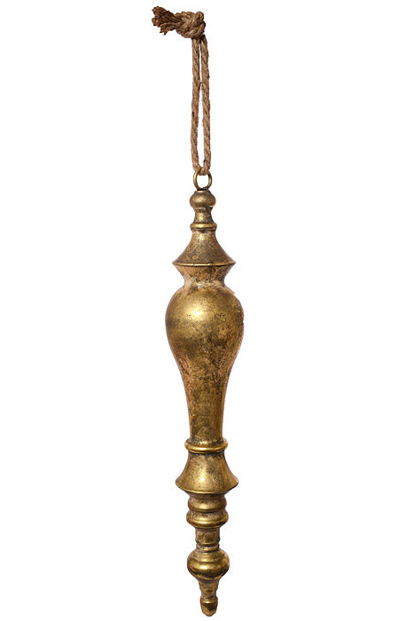 22.5" Metal Finial Hanging Ornament Champagne/Gold