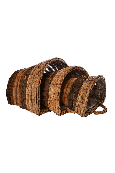 7.75"/9.5"/11.5"  Natural Wall Basket Tan/Brown Set/3