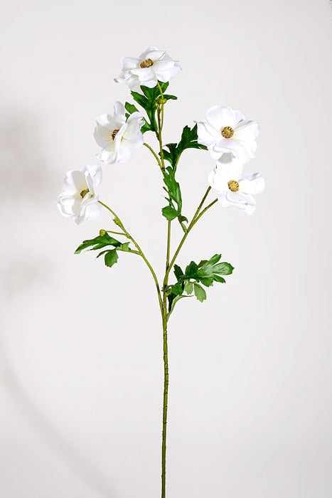 26" Silk Poppy Spray White