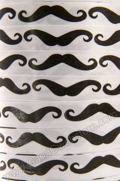 3/8" X 250yds Mustash Curling Ribbon Black/white