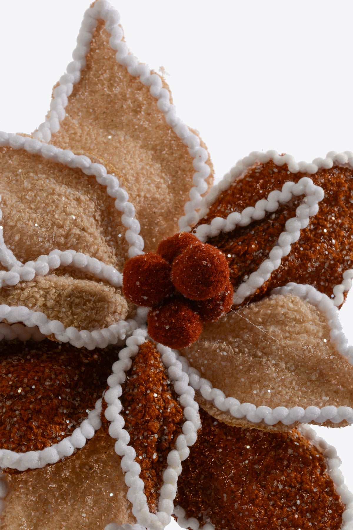 25" Jute Chenile Poinsettia Brown/Cream