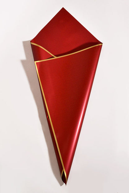 22.5" Gold Edge Flower Wrapping Paper Red Pkg/20