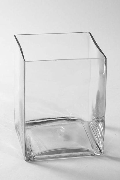 6" X 6" X 8" Glass Square Vase Clear