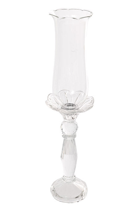17.5&quot; Crystal Candle Holder With Glass Clear
