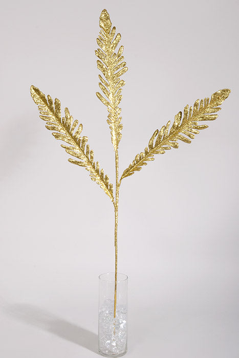 39" Glitter Fern Spray Gold