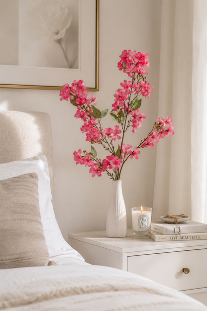 35" Silk Cherry Blossom Spray Fuchsia