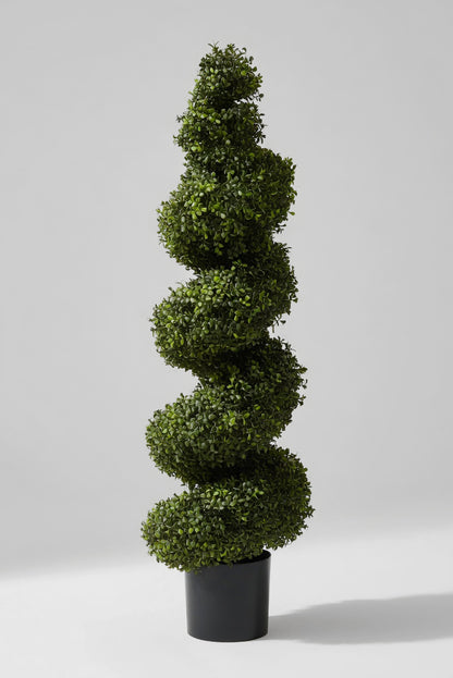 56" Artificial Boxwood Spiral Topiary Tree In Pot Green