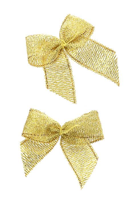 1.25" Ribbon Bow Gold Pkg/12