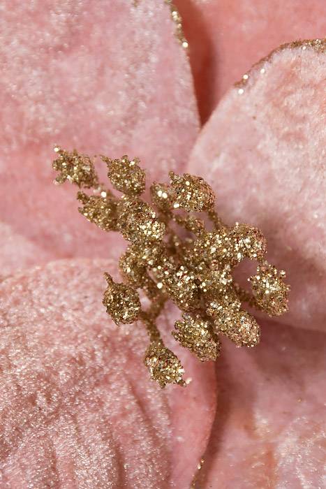 16" Poinsettia Pick W/1 Leaf Pink