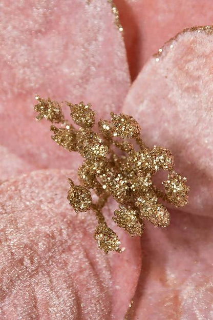 16" Poinsettia Pick W/1 Leaf Pink