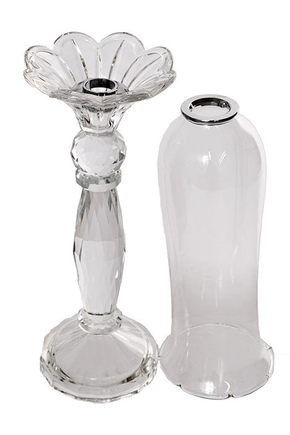 17.5&quot; Crystal Candle Holder With Glass Clear