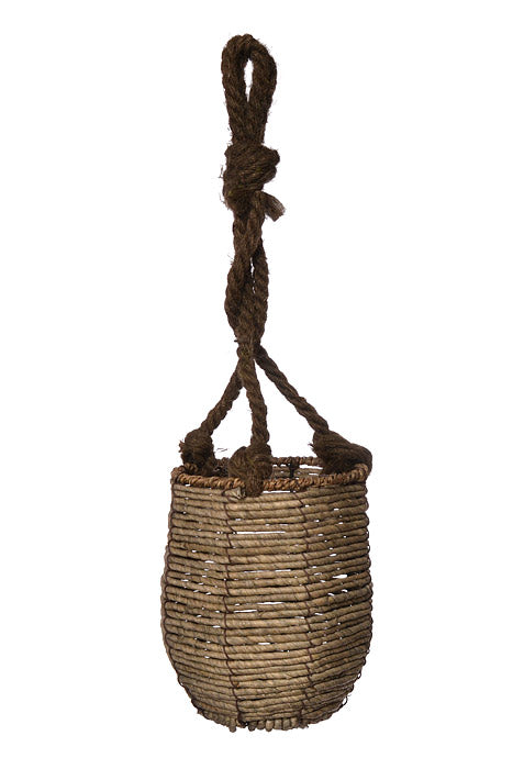 5.5&quot; X 7&quot; Hemp Rope Lantern Grey