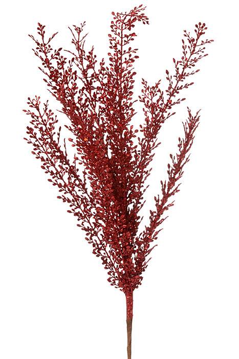24" Fern Glitter Bush Red