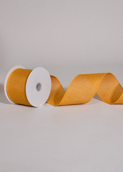 2.5" X 10Yds Wired Poly Linen Ribbon Sunflower