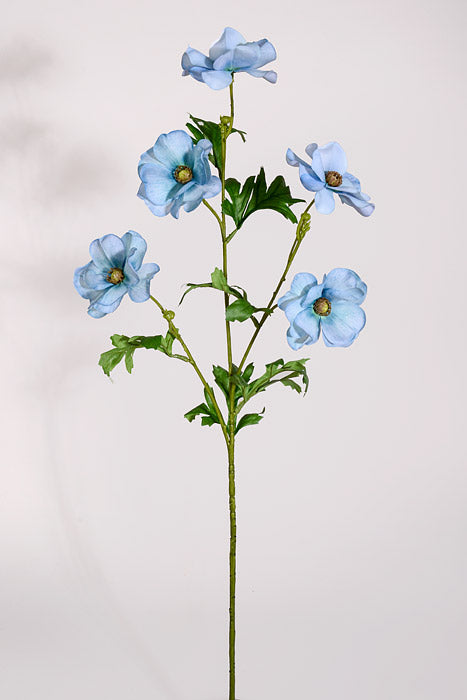 26" Silk Poppy Spray Blue