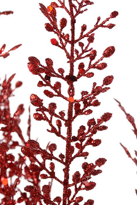 24" Fern Glitter Bush Red