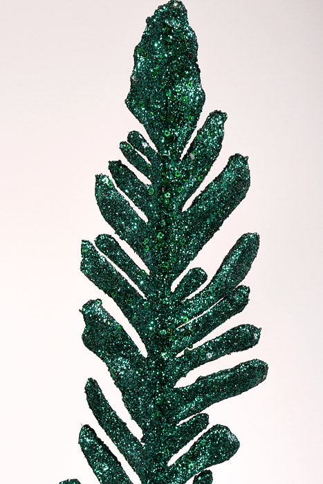 39" Glitter Fern Spray Emerald Green