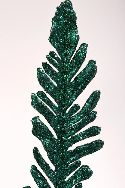 39" Glitter Fern Spray Emerald Green