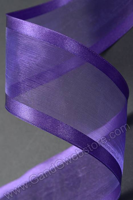 Wired Sheer W/satin Edge Ribbon Purple
