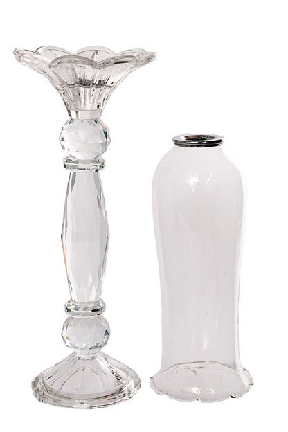 19&quot; Crystal Candle Holder With Glass Clear