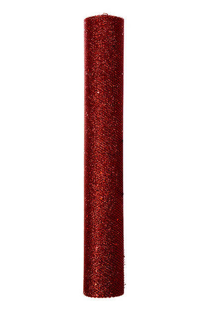 19" X 10Yds Metallic Mesh W/Glitter Red