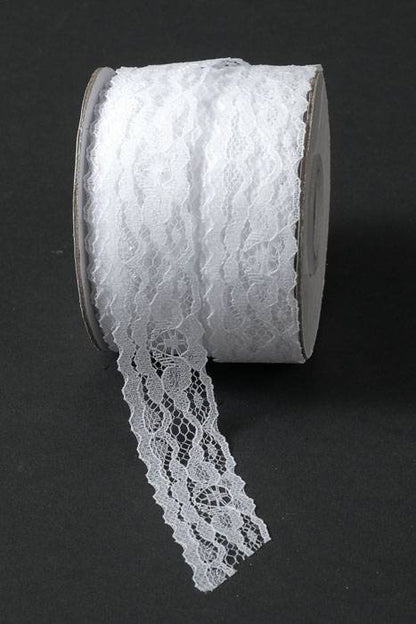 1" X 25yds Lace Ribbon White