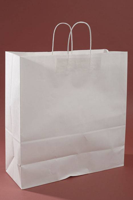 18" X 7" X 19" Jumbo Kraft Shopping Bag White Pkg/10