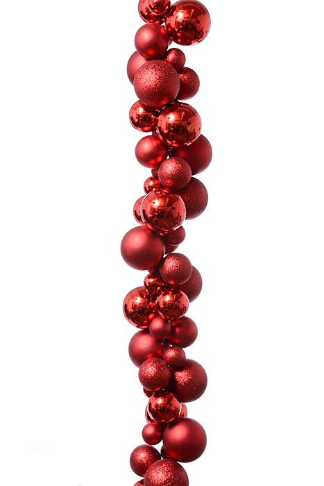8ft Shiny/matte/glitter Ball Garland (Red)