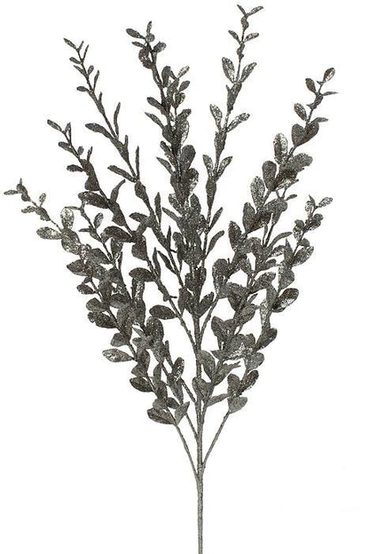23" Glitter/sequin Boxwood Spray Pewter