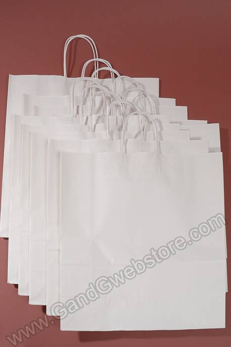 18" X 7" X 19" Jumbo Kraft Shopping Bag White Pkg/10