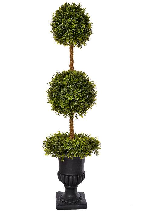 54" Plastic Boxwood Wreath Base Double Ball Urn Two Tone Green