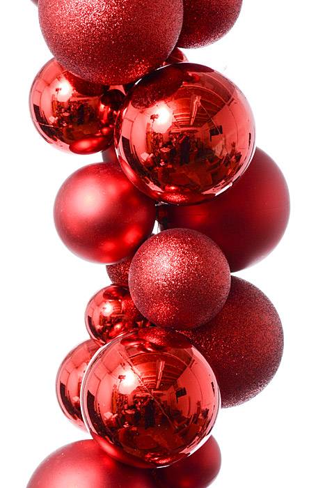 8ft Shiny/matte/glitter Ball Garland (Red)