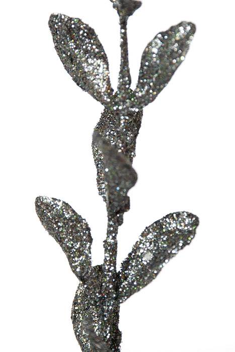 23" Glitter/sequin Boxwood Spray Pewter
