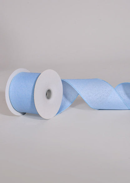 2.5" X 10Yds Wired Poly Linen Ribbon Light Blue
