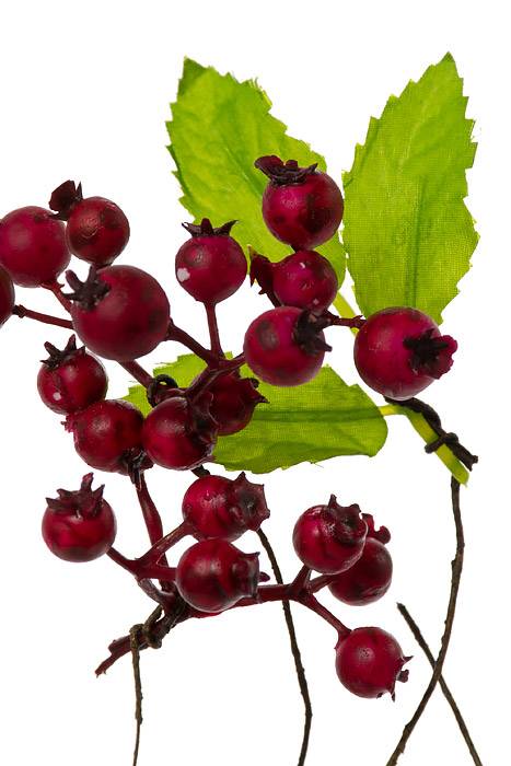 22" Berry Spray W/leaves Red