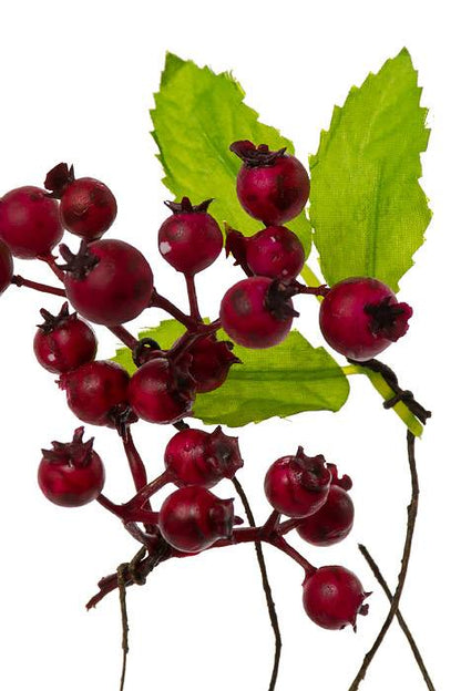 22" Berry Spray W/leaves Red