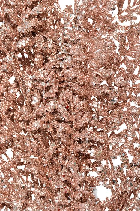 24" Glittered Wild Fern Spray Blush Pink Pkg/3