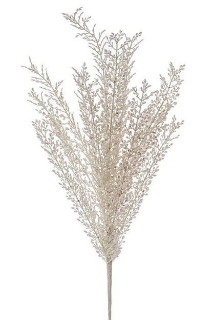 24" Fern Glitter Bush White