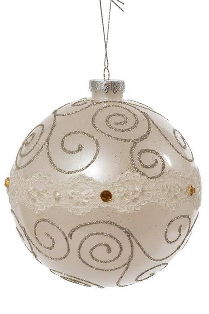 120mm Ball W/glitter&amp;lace White