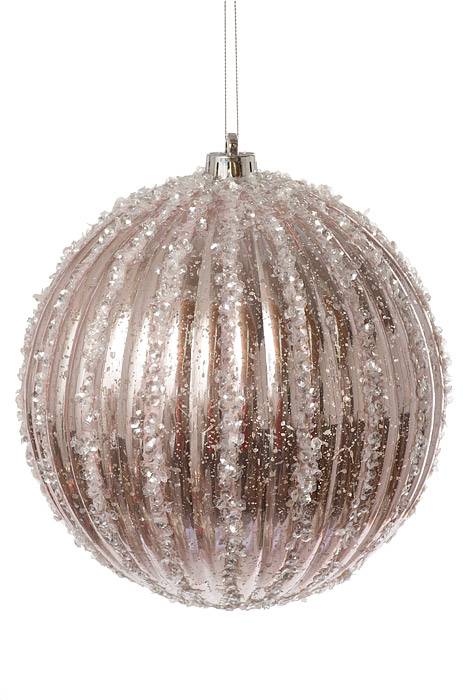 200mm Sequin Mercury Ball Ornament Blush