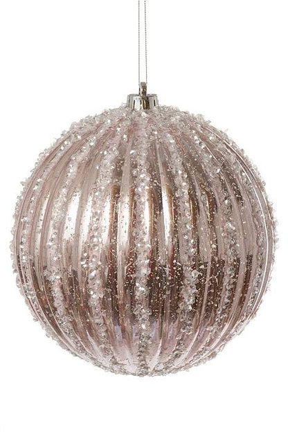 200mm Sequin Mercury Ball Ornament Blush