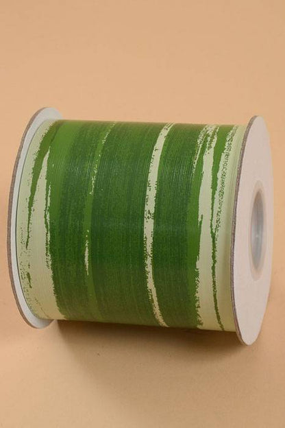 4" X 50yds Leaf/aspidistra Ribbon Green