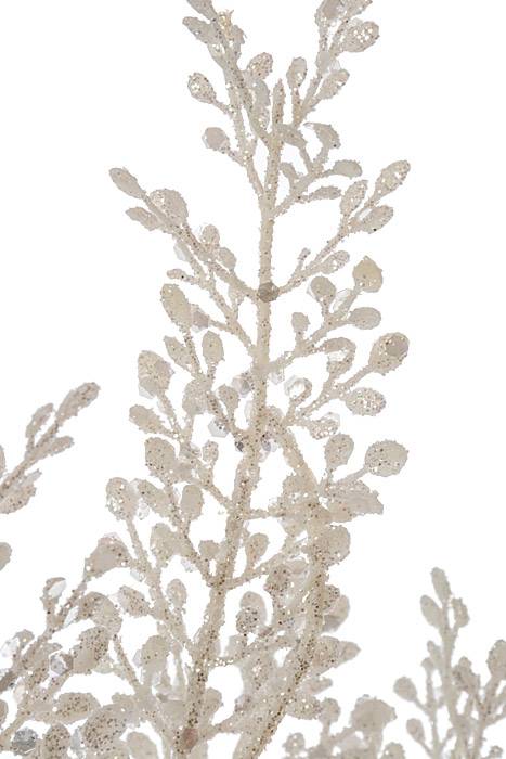 24" Fern Glitter Bush White