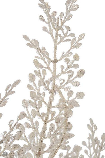 24" Fern Glitter Bush White