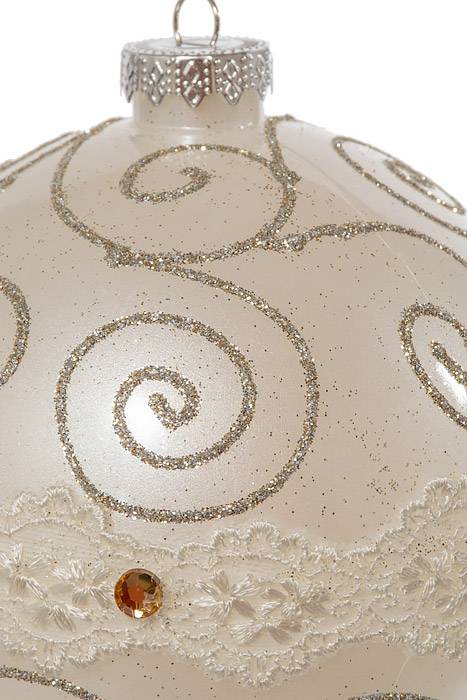 120mm Ball W/glitter&amp;lace White