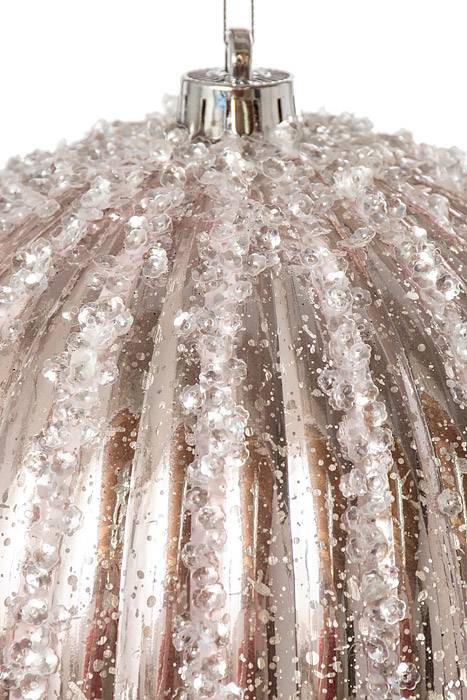 200mm Sequin Mercury Ball Ornament Blush