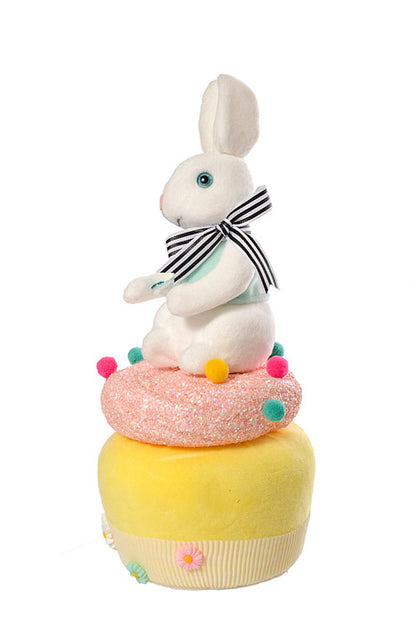 12.5" Styrofoam Bunny On Cupcake Pastel/Multi Color